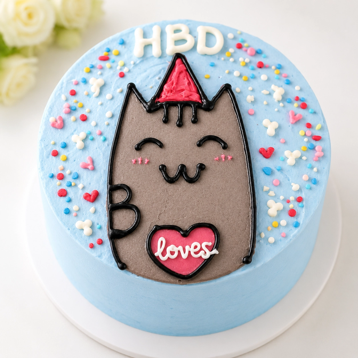 Kitty Bento Cake with adorable kitty design and delicious vanilla flavor for same day delivery